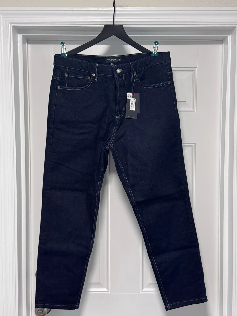 NWT Ted Baker London Dyllon Tapered Fit Stretch Jeans Dark Blue Mens Size 34R